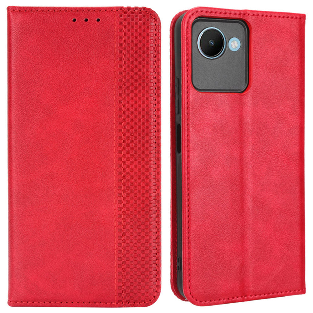 Til Realme C30 4G C30s 4G magnetisk autolukkende telefontaske Håndfrit stativ Retro tekstur påtrykt mønster PU-læder Flip Wallet Telefoncover Til Realme C30 4G C30s 4G magnetisk autolukkende telefontaske Håndfrit stativ Retro tekstur påtrykt mønster PU-læder Flip Wallet Telefoncover